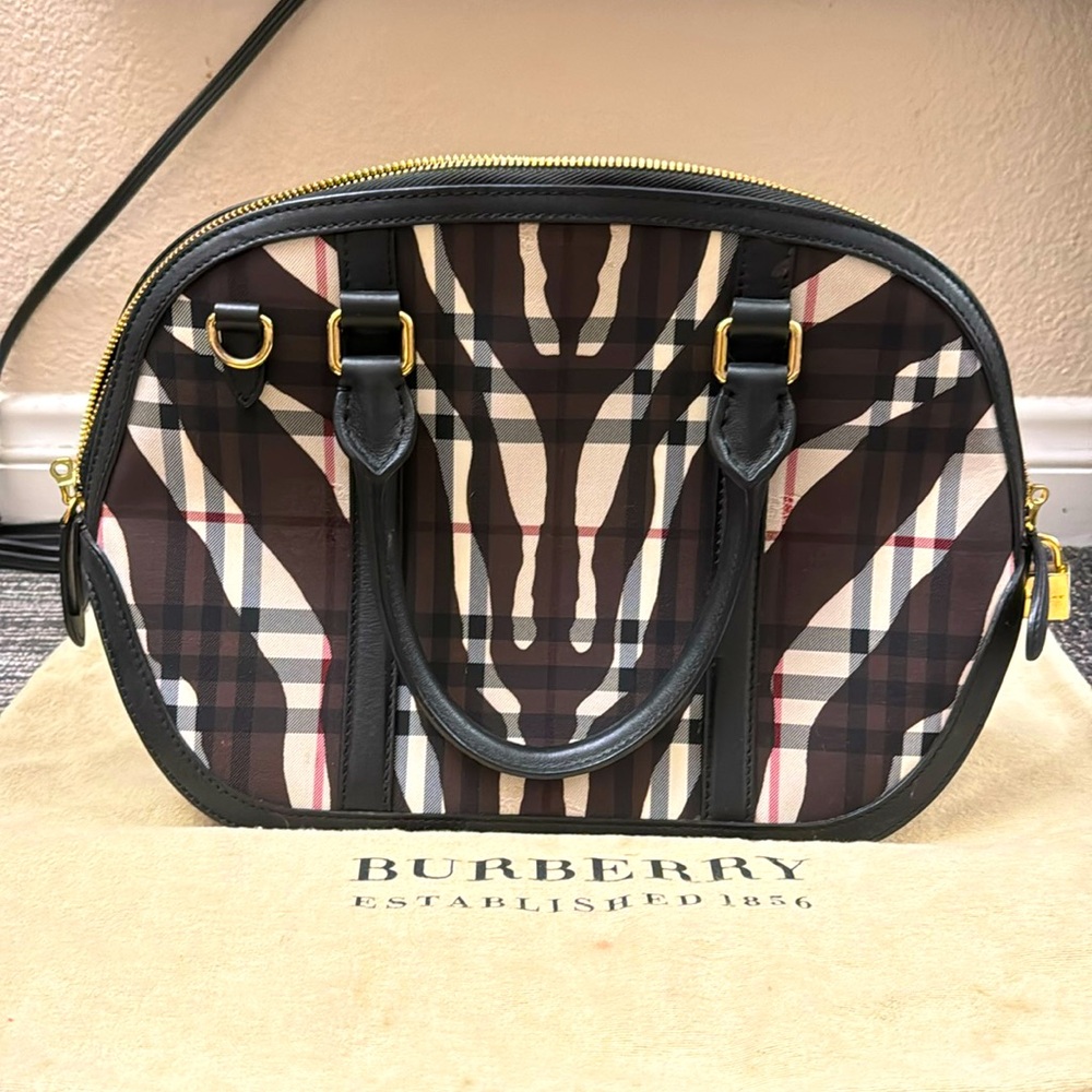 Burberry Bowling Orchard Check Zebra Print Bag